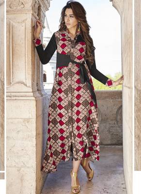 Multicolor printed rayon long-kurtis 1
