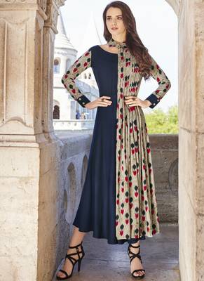 Multicolor printed rayon long-kurtis 1