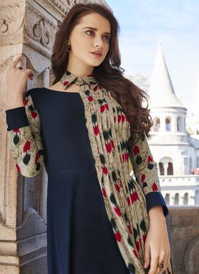 Multicolor printed rayon long-kurtis 2
