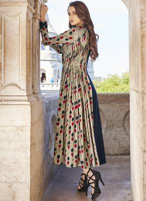 Multicolor printed rayon long-kurtis 3