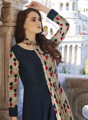 Multicolor printed rayon long-kurtis 4