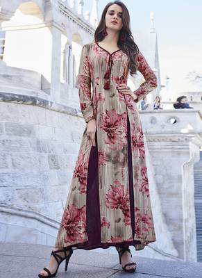 Multicolor printed rayon long-kurtis 1