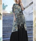 Multicolor printed rayon long-kurtis