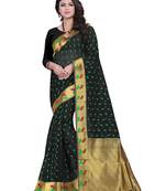 Black Woven Cotton Silk Saree With Blouse