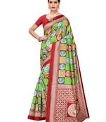 Multicolor Printed Art Silk Saree With Blouse