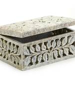 Stoneware Multiutility Box With Leaf Design