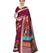 Magenta Printed Art Silk Saree With Blouse