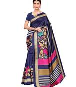 Blue Printed Art Silk Saree With Blouse