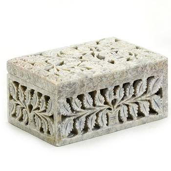 Stoneware Multiutility Box With Leaf Design 2
