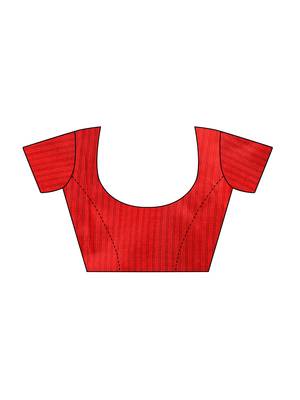 Red Printed Art Silk Saree With Blouse 5