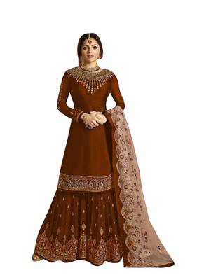 Brown Printed Georgette Salwar 1