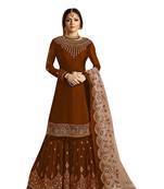 Brown Printed Georgette Salwar