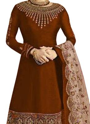 Brown Printed Georgette Salwar 2