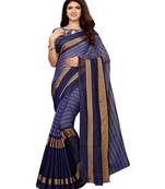 Blue Woven Chanderi Saree With Blouse