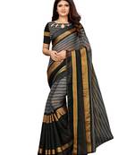 grey woven chanderi saree with blouse