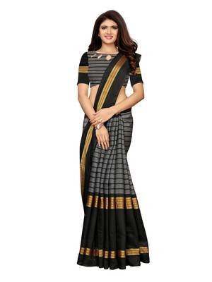 grey woven chanderi saree with blouse 2