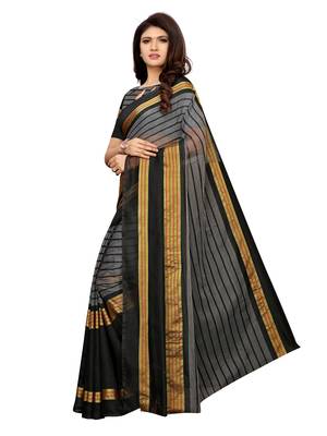 grey woven chanderi saree with blouse 3