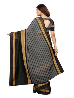 grey woven chanderi saree with blouse 4
