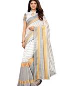 white woven chanderi saree with blouse
