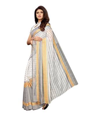 white woven chanderi saree with blouse 3