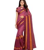Pink Woven Chanderi Saree With Blouse