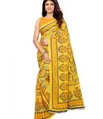Yellow Printed Georgette Saree With Blouse