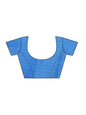 Blue Printed Georgette Saree With Blouse 5