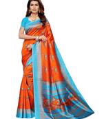 Orange Printed Art Silk Saree With Blouse