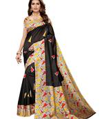 Black Printed Art Silk Saree With Blouse