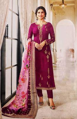 Purple embroidered silk salwar 1