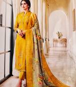 Mustard embroidered silk salwar