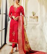 Pink embroidered silk salwar