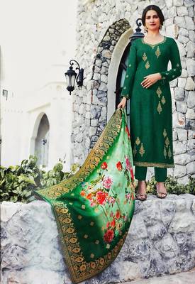 Green embroidered silk salwar 1