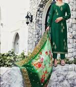 Green embroidered silk salwar