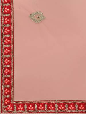 Peach Embroidered Silk Semi Stitched Lehenga 5