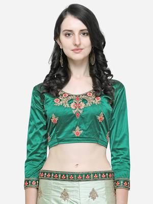 Green Embroidered Silk Semi Stitched Lehenga 3