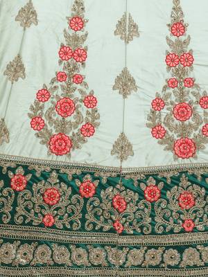 Green Embroidered Silk Semi Stitched Lehenga 4