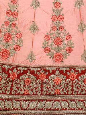 Pink Embroidered Silk Semi Stitched Lehenga 4