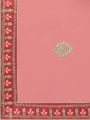 Pink Embroidered Silk Semi Stitched Lehenga 5