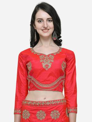 Pink Embroidered Silk Semi Stitched Lehenga 3