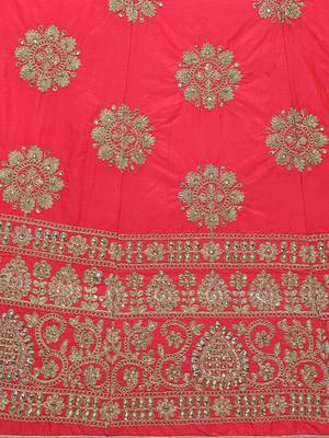 Pink Embroidered Silk Semi Stitched Lehenga 4