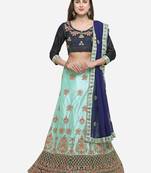Light-Blue Embroidered Silk Semi Stitched Lehenga