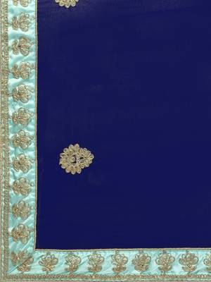 Light-Blue Embroidered Silk Semi Stitched Lehenga 5
