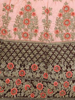 Pink Embroidered Silk Semi Stitched Lehenga 4