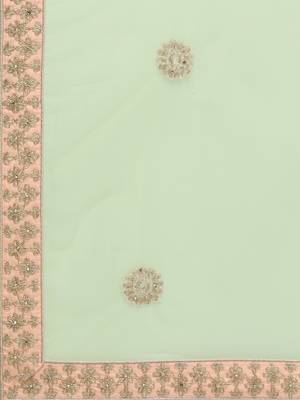 Peach Embroidered Silk Semi Stitched Lehenga 5