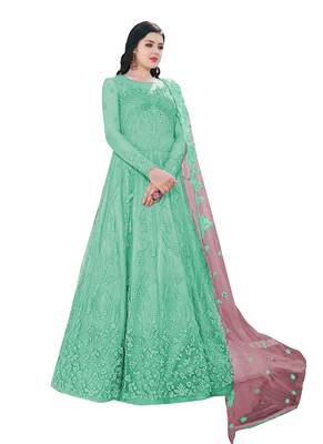 Green Embroidered Net Salwar 1