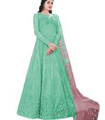 Green Embroidered Net Salwar