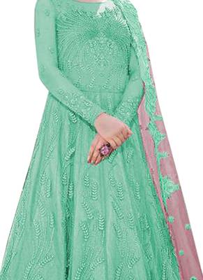 Green Embroidered Net Salwar 2