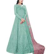 Green Embroidered Net Salwar