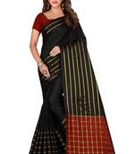 Black woven cotton silk saree with blouse